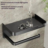 Close up of the adhesive backing pad on the no-drill toilet paper holder