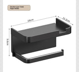 Toilet Paper Holder with Phone Shelf — Adhesive Wall Mount, No Drilling
