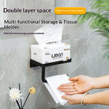 Toilet Paper Holder with Phone Shelf — Adhesive Wall Mount, No Drilling