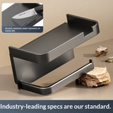 Toilet paper holder with phone shelf shown in white, grey and black colour options